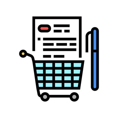 Lojistik hizmetlerinin satın alınması ve imzalanması renk ikonu çizimi