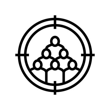 hedef reklam ve kitle kaynak çizgisi ikon vektör illüstrasyonu