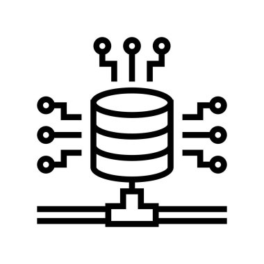 elektronik bağlantı dijital işlem çizgisi ikon vektör çizimi