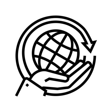 küresel enerji tasarruf çizgisi ikon vektör çizimi