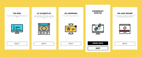 Não Encontrado Web Page Onboarding Ícones Set Vector — Vetor de Stock