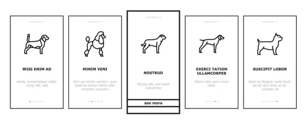 犬の国内動物乗船アイコンセットベクトル — ストックベクタ