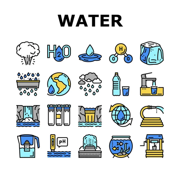 Vector de conjunto de iconos de colección de purificación de agua — Vector de stock