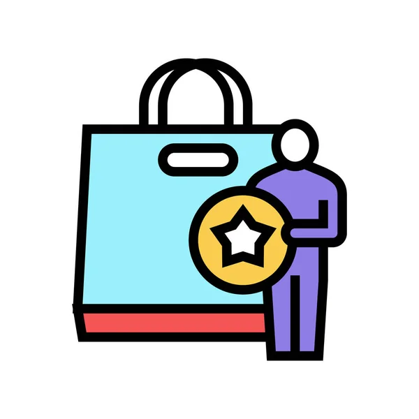 Köpare få bonus väska färg ikon vektor illustration — Stock vektor