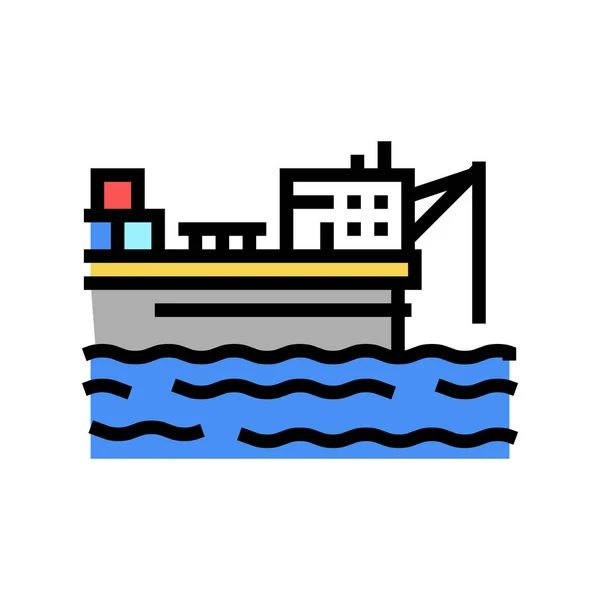 Hajó daru felszerelés színe ikon vektor illusztráció — Stock Vector
