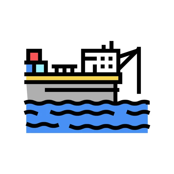 Bateau grue équipement couleur icône vectoriel illustration — Image vectorielle