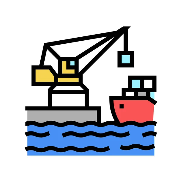 Kran port färg ikon vektor illustration — Stock vektor