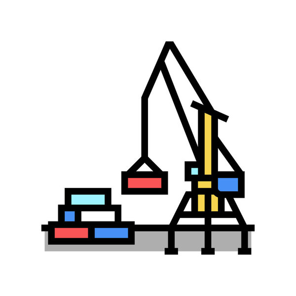 Иллюстрация вектора иконок вектора оборудования порта погрузчика контейнера