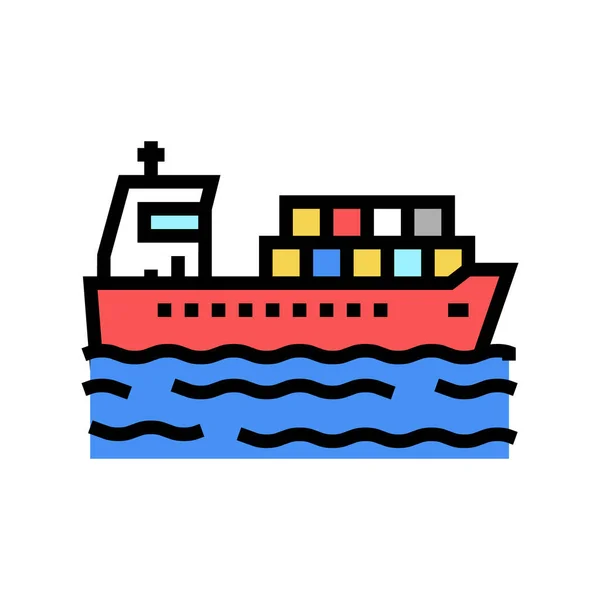 Hajó szállítási konténerek színes ikon vektor illusztráció — Stock Vector