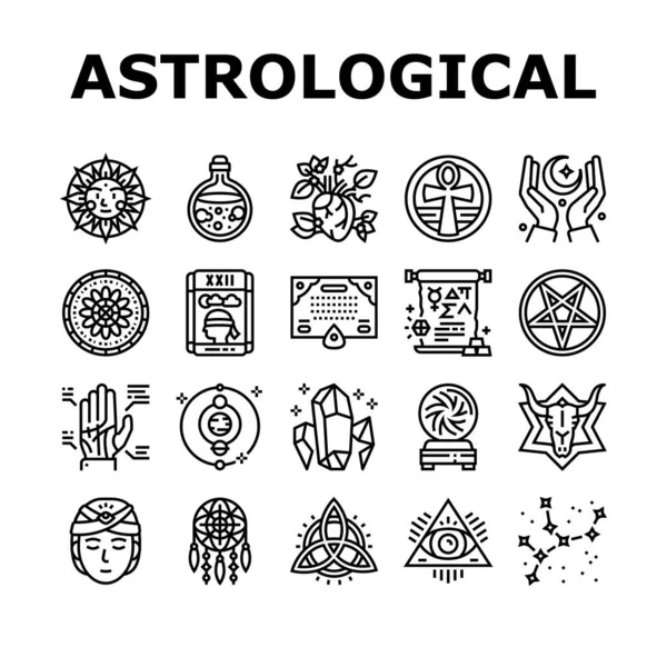 Colecție obiecte astrologice Icoane Set Vector — Vector de stoc