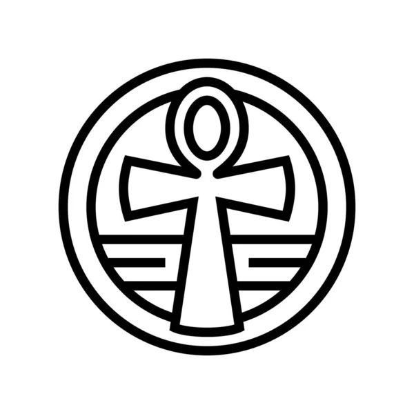 Croce ankh linea icona vettoriale illustrazione — Vettoriale Stock
