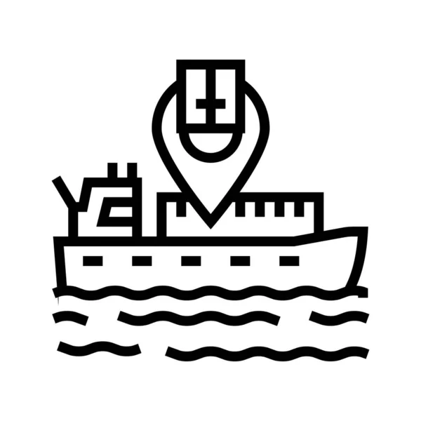 Schip locatie lijn pictogram vector illustratie — Stockvector