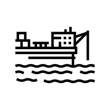 gemi vinç ekipman hattı ikon vektör çizimi