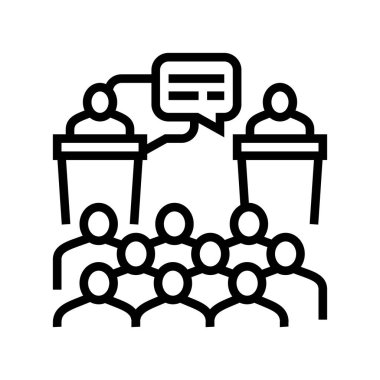 Forum satırı ikon vektör illüstrasyonu tartışması