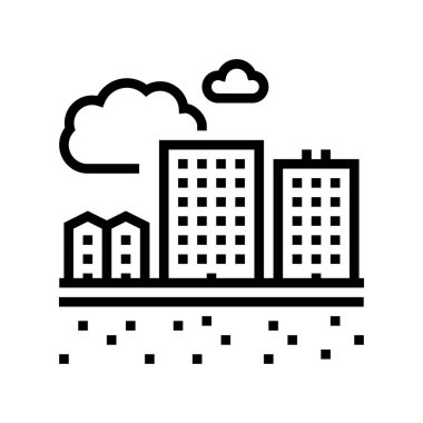 konut alanı sabit hat ikon vektör çizimi