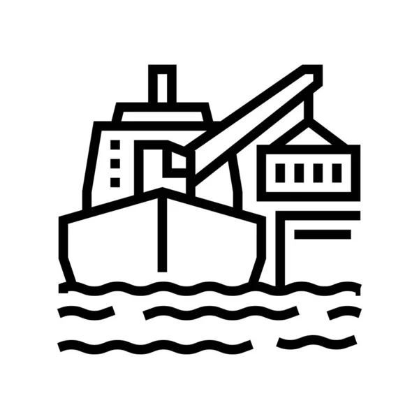 Schiffskran Linie Symbol Vektor Illustration — Stockvektor