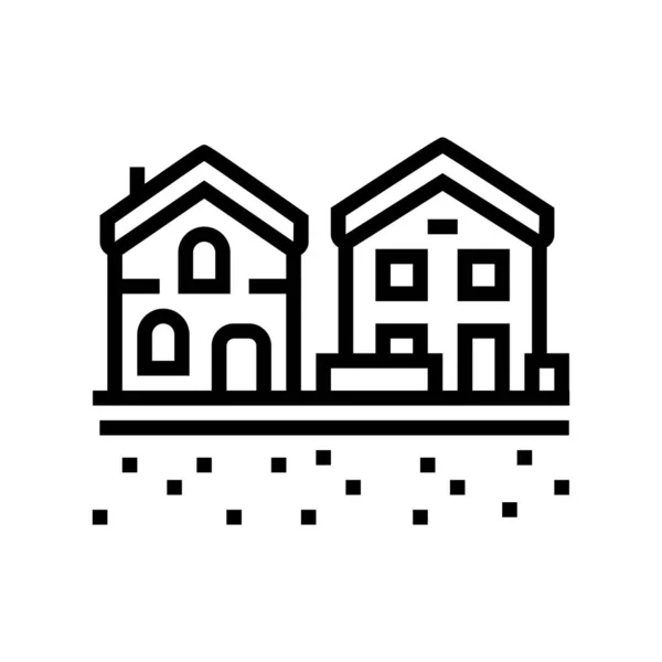 Zone d'immobilier résidentiel icône de ligne terrestre illustration vectorielle — Image vectorielle