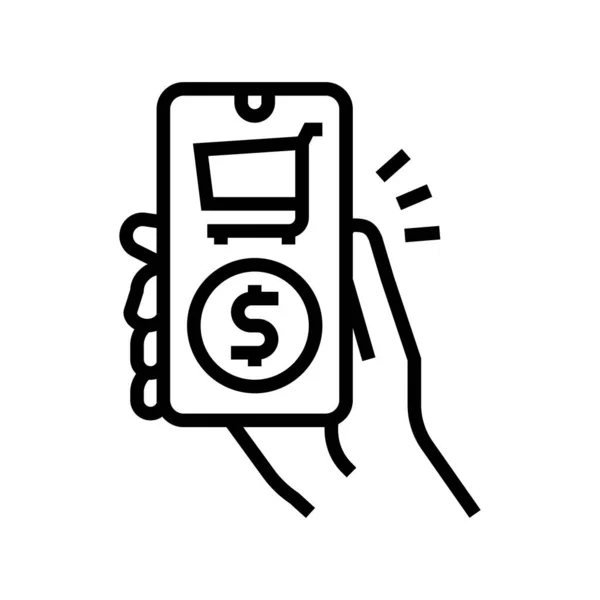 Online-Kauf Telefon App Linie Symbol Vektor Illustration — Stockvektor