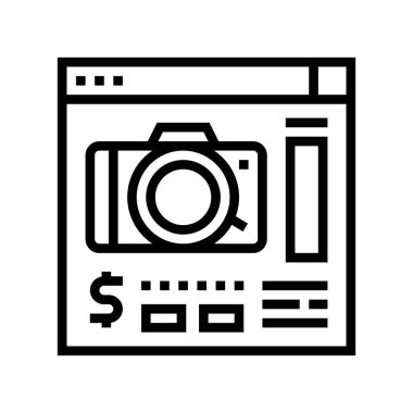 fotoğraf makinesi mağazası çizgi ikon vektör illüstrasyonu
