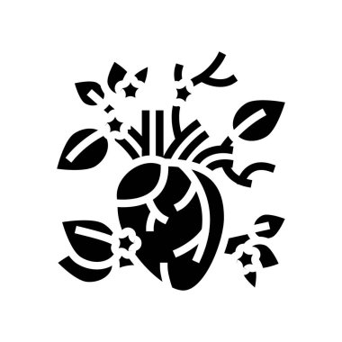 çiçek açan kalp sembolü vektör illüstrasyonu