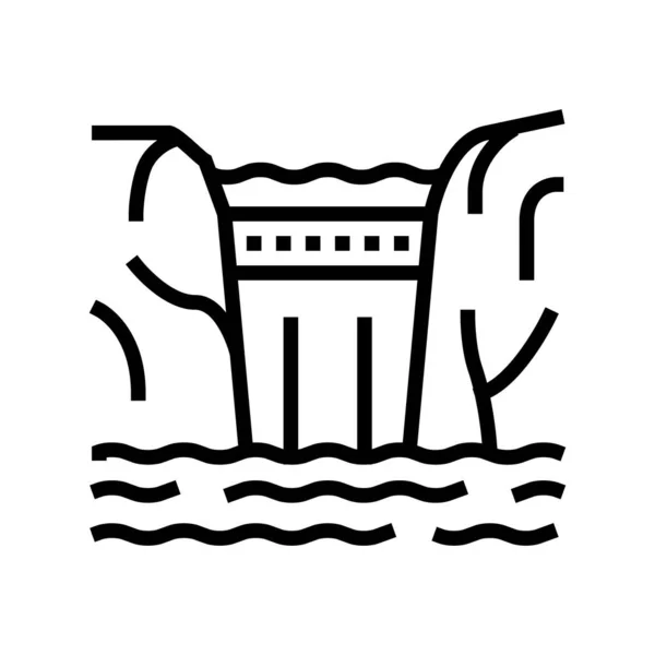 Línea de agua presa icono vector ilustración — Vector de stock