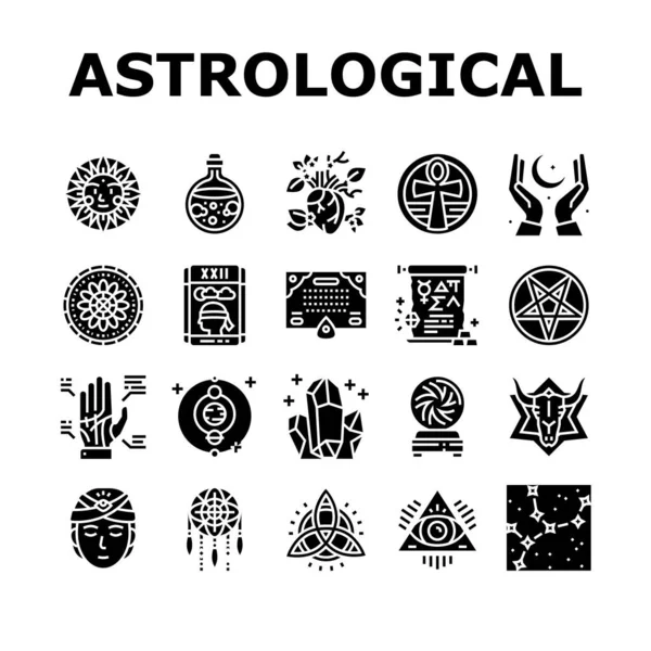 Astrolojik Nesneler Koleksiyon Simgeleri Vektörü Ayarla — Stok Vektör