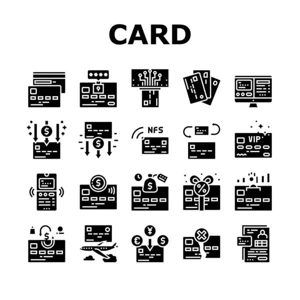 Plastic Card Payment Collection Icons Set Vector — Stock Vector