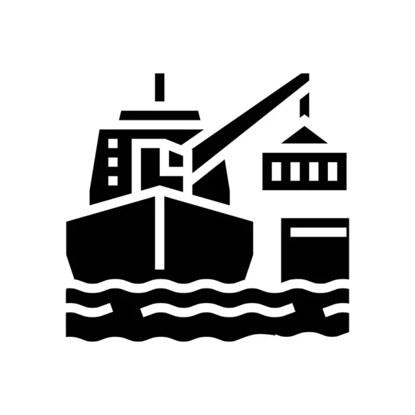 Корабель кран гліф значок Векторні ілюстрації — стоковий вектор