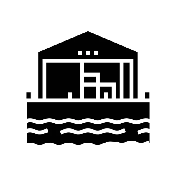 Pier of port glyph icon vector illustration — Vetor de Stock