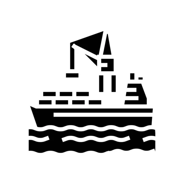 Lader Kran Port Glyphensymbol Vektor Illustration — Stockvektor