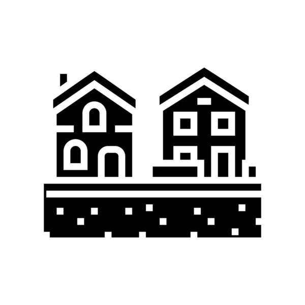 Woonwijk land glyph icoon vector illustratie — Stockvector