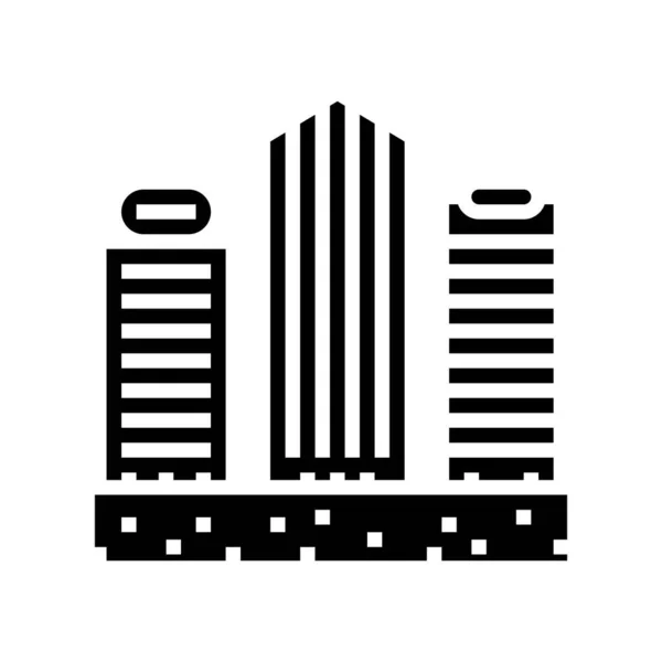 公共とビジネスゾーンの土地のグリフアイコンのベクトル図 — ストックベクタ