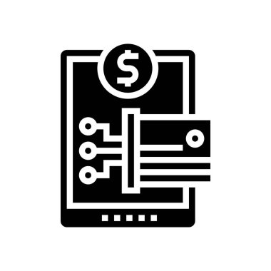 dijital teknoloji mağazası glyph ikon vektör illüstrasyonu