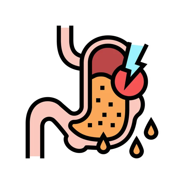 Fugas en el sistema gastrointestinal icono de color ilustración del vector — Vector de stock