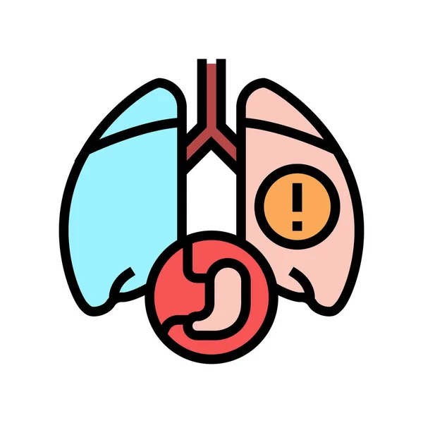 Problemas pulmonares o respiratorios icono de color vector ilustración — Vector de stock