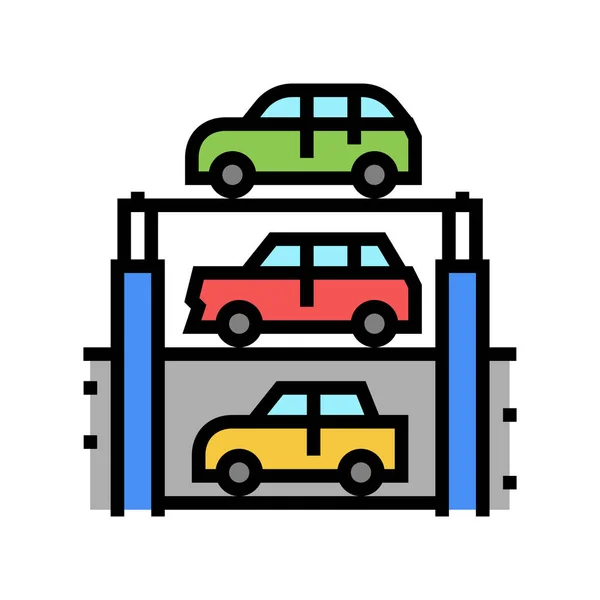 Dźwigu wielopoziomowy sprzęt parking kolor ikona wektor ilustracja — Wektor stockowy