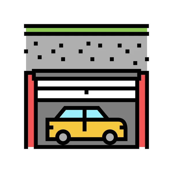 Ondergrondse parkeerplaats kleur pictogram vector illustratie — Stockvector