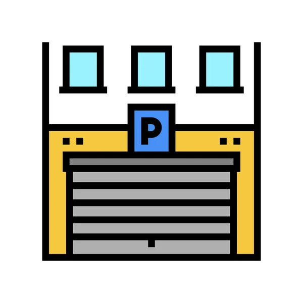 Gebäude Parkplatz Farbe Symbol Vektor Illustration — Stockvektor