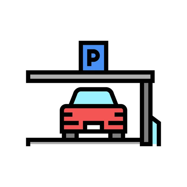 Auto op plaats van parkeren kleur pictogram vector illustratie — Stockvector