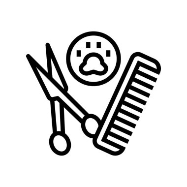 Aksesuarlar tımarlanıyor köpek hattı ikon vektör illüstrasyonu