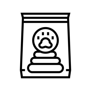 Poşet çizgisi vektör illüstrasyonunda köpek kakası temizleme