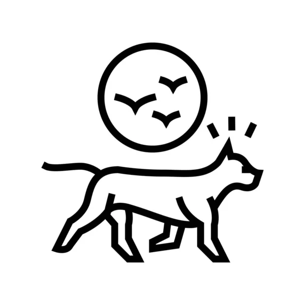 Hund jagar fåglar linje ikon vektor illustration — Stock vektor