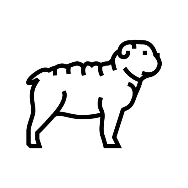 Bulldog cão linha ícone vetor ilustração —  Vetores de Stock