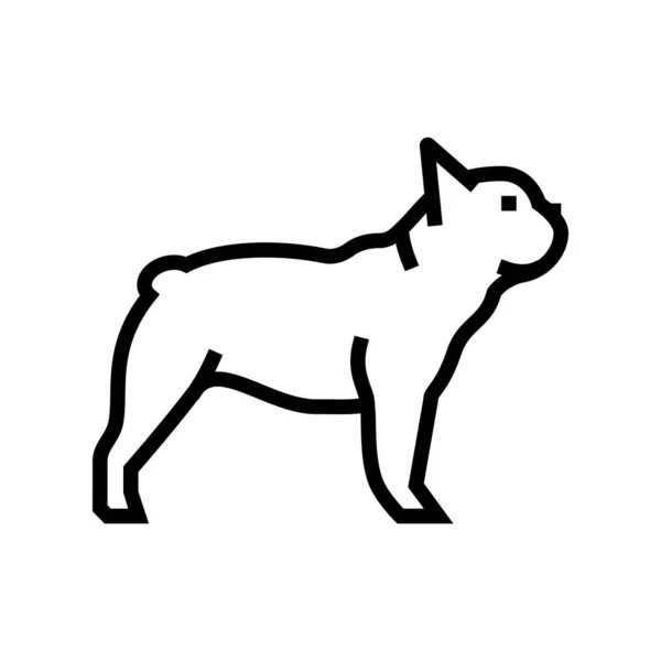Francouzský buldok pes řádek ikona vektorové ilustrace — Stockový vektor