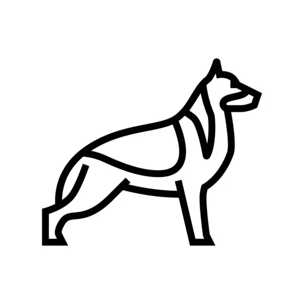 Illustration vectorielle d'icône de ligne de chien berger allemand — Image vectorielle