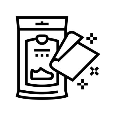 Ayakkabı bakım çizgisi ikon vektör illüstrasyonu için peçete paketi