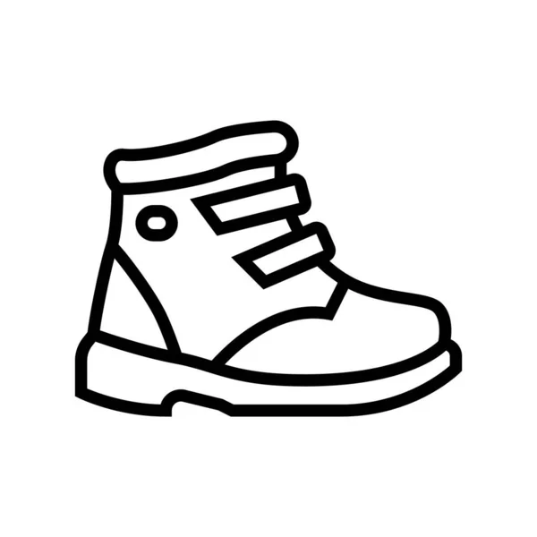 Niños línea de cuidado del zapato icono vector ilustración — Vector de stock