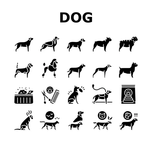 Set de iconos de colección de animales domésticos para perros Vector — Vector de stock