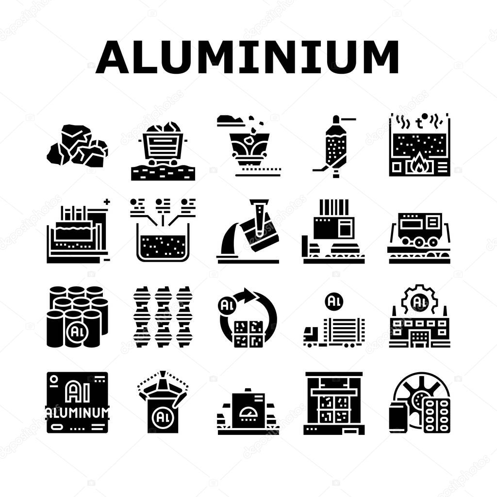 Aluminium Production Collection Icons Set Vector