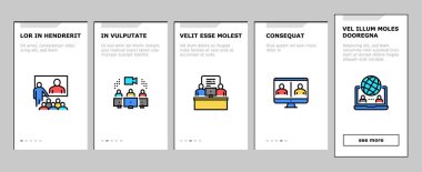 Çevrimiçi Video Toplantısı Online Simgeler Ayarlama Vektörü